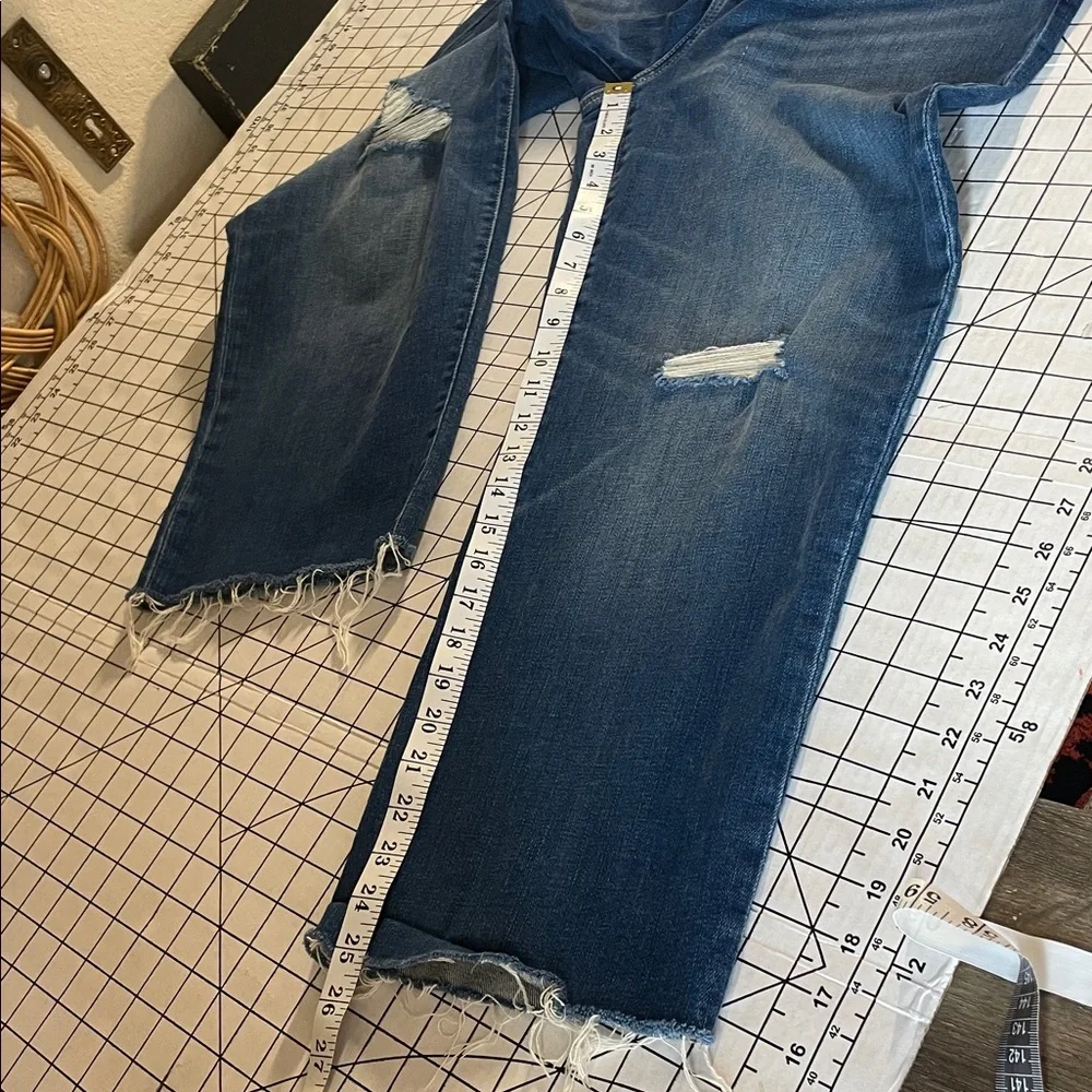 Chicos high rise straight leg crop jeans, size 16r, raw hem and some distressing - Picture 7 of 7